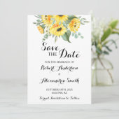 Sparen de Date Wedding Sunflower Greenery Kaart (Staand voorkant)