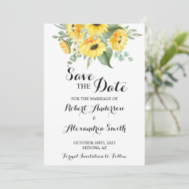 Sparen de Date Wedding Sunflower Greenery Kaart