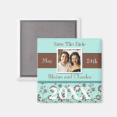 Sparen de Dates Blauw Bruin Persoonlijk Magnet (Voorkant / Achterkant)