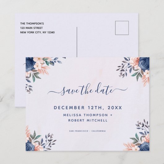 Sparen de Dates Briefkaart van de Zachte Pastel va (Voorkant / Achterkant)