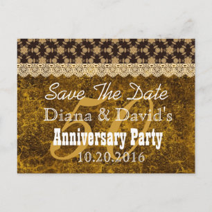 Sparen de Datum 50e Jubileum GOLD BLACK V01 Aankondigingskaart