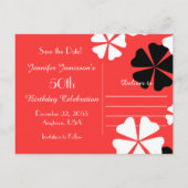 Sparen de Datum 50e Rode Partij van de Verjaardag Aankondigingskaart (Achterkant)