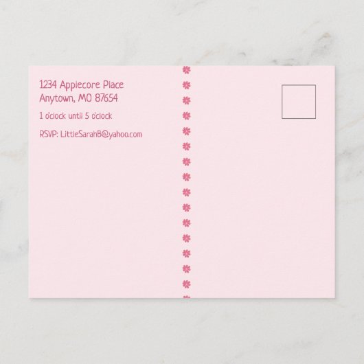 Sparen de Datum 5e Geboortedag voor een Meisje Aankondigingskaart (Achterkant)