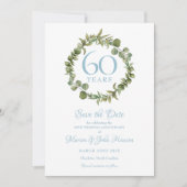 Sparen de Datum 60ste Jubileum Greenery Garland Save The Date (Voorkant)
