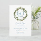Sparen de Datum 60ste Jubileum Greenery Garland Save The Date (Staand voorkant)