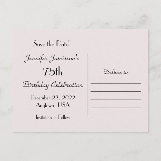 Sparen de Datum 75e Roos van de Partij van de Gebo Aankondigingskaart (Achterkant)