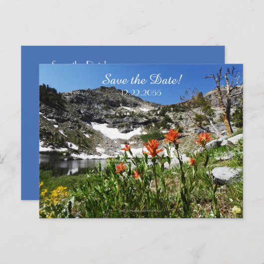 Sparen de Datum 75th Birthday Berg Scenery Aankondigingskaart (Voorkant / Achterkant)