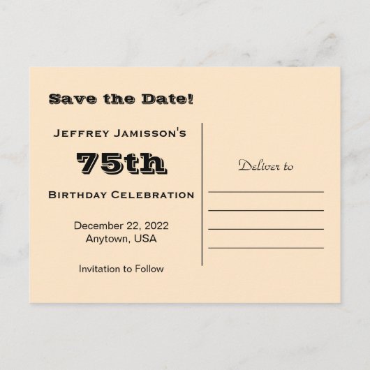 Sparen de Datum 75th Briefkaart van de Dag van de  (Achterkant)