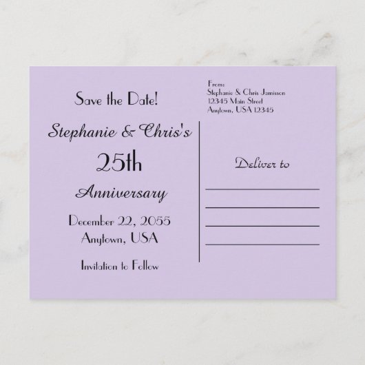 Sparen de Datum 80e Paarse Floral van de Partij va Aankondigingskaart (Achterkant)