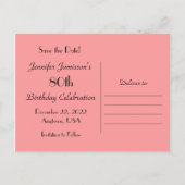 Sparen de Datum 80th Birthday Partij Aankondigingskaart (Achterkant)