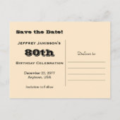 Sparen de Datum 80th Birthday Partij, Vist Boat Aankondigingskaart (Achterkant)