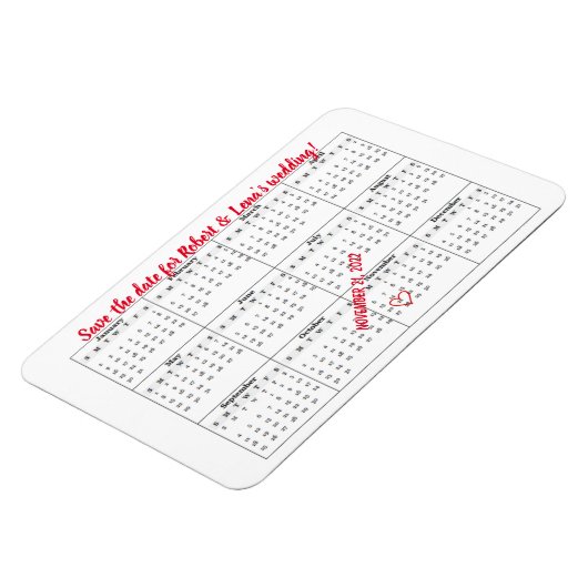 Sparen de Datum Aangepaste Jaarlijkse Kalender 202 Magneet (Linkerzijde)