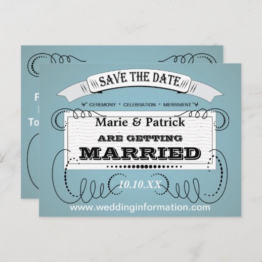  sparen de Datum Aankondigingskaart (Voorkant / Achterkant)