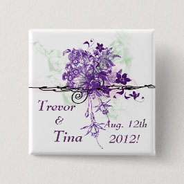 Sparen de Datum Abstracte Floral Bouquet Square Pi Vierkante Button 5,1 Cm