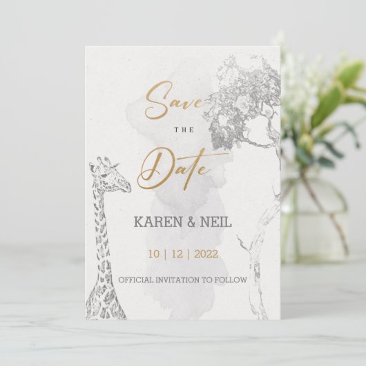 Sparen de Datum Afrikaanse Ontwerp van de Uitnodig Kaart (Staand voorkant)