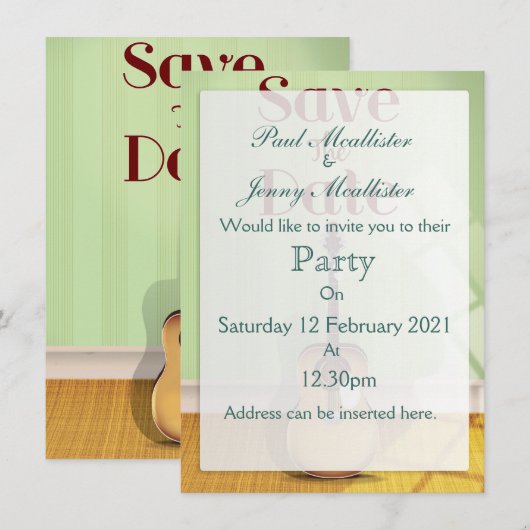 Sparen de Datum  Akoestische Guitar Kaart (Voorkant / Achterkant)