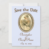 Sparen de Datum Antiek Blauw Magnetische Uitnodiging (Voorkant)