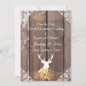 Sparen de Datum Antiek Rustic Deer Antlers Save The Date (Voorkant)