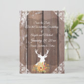 Sparen de Datum Antiek Rustic Deer Antlers Save The Date (Staand voorkant)