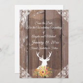 Sparen de Datum Antiek Rustic Deer Antlers Save The Date (Voorkant / Achterkant)
