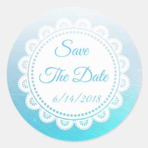 Sparen de Datum Aqua Blue Wedding Sticker