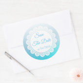 Sparen de Datum Aqua Blue Wedding Sticker (Envelop)