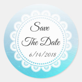 Sparen de Datum Aqua Blue Wedding Sticker