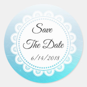Sparen de Datum Aqua Blue Wedding Sticker