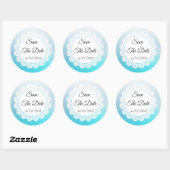 Sparen de Datum Aqua Blue Wedding Sticker (Vel)