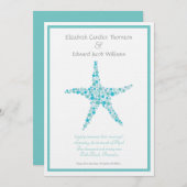 Sparen de Datum Aqua Turquoise Starfish Aankondigi Kaart (Voorkant / Achterkant)