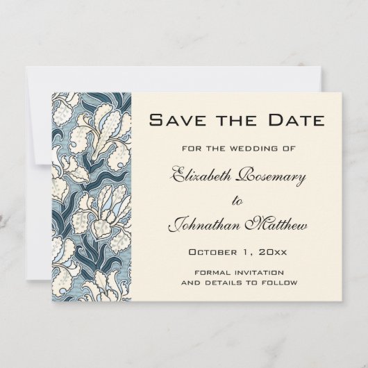  sparen de Datum, Art Nouveau Iris Flowers Save The Date (Voorkant)