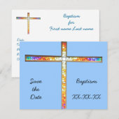 Sparen de Datum - Baptisme (jongen) - uitnodiging (Voorkant / Achterkant)