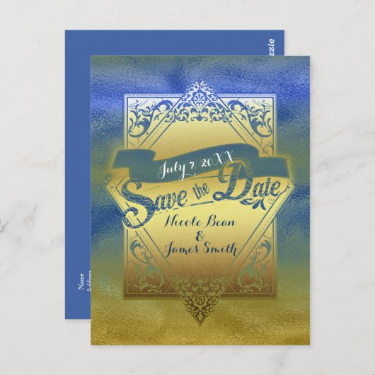 Sparen de Datum Beach Elegant Verloving Briefkaart (Voorkant / Achterkant)