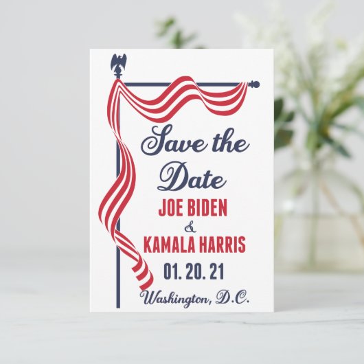 Sparen de Datum Biden Harris Inauguration Aankondiging (Staand voorkant)