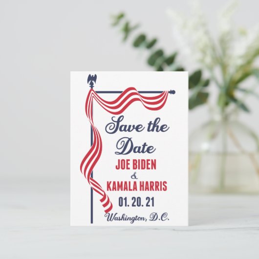 Sparen de Datum Biden Harris Inauguration Briefkaart (Staand voorkant)