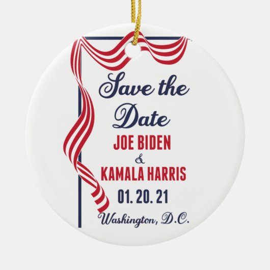 Sparen de Datum Biden Harris Inauguration Keramisch Ornament (Voorkant)