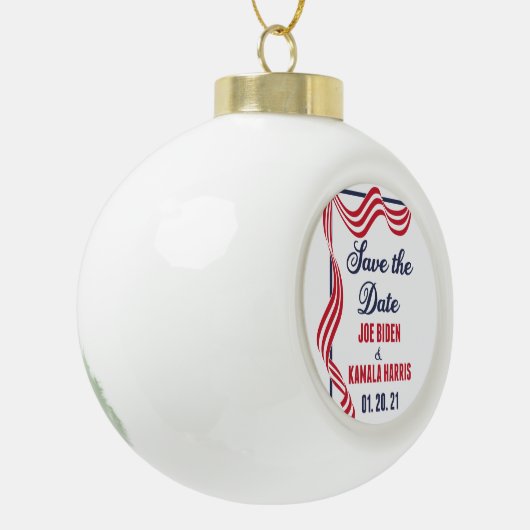 Sparen de Datum Biden Harris Inauguration Keramische Bal Ornament (Links)