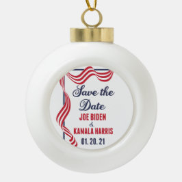Sparen de Datum Biden Harris Inauguration Keramische Bal Ornament