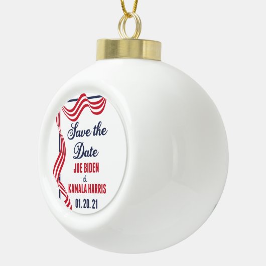 Sparen de Datum Biden Harris Inauguration Keramische Bal Ornament (Rechts)
