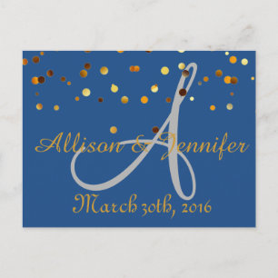 Sparen de datum Blauw en de Gouden Folie van de Gl Aankondigingskaart