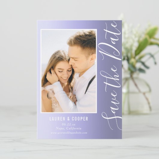 Sparen de Datum Blauw Stijlvol Manuscript Modern W (Staand voorkant)