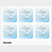 Sparen de Datum Blauwe Bubble Starfish Wedding Sti Vierkante Sticker (Vel)