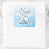 Sparen de Datum Blauwe Bubble Starfish Wedding Sti Vierkante Sticker (Tas)