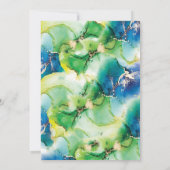 Sparen de datum blauwe, groene en goudinkse Uitnod Kaart (Achterkant)