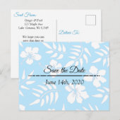 Sparen de Datum Blauwe Hibiscus Tropical die wordt Briefkaart (Voorkant / Achterkant)