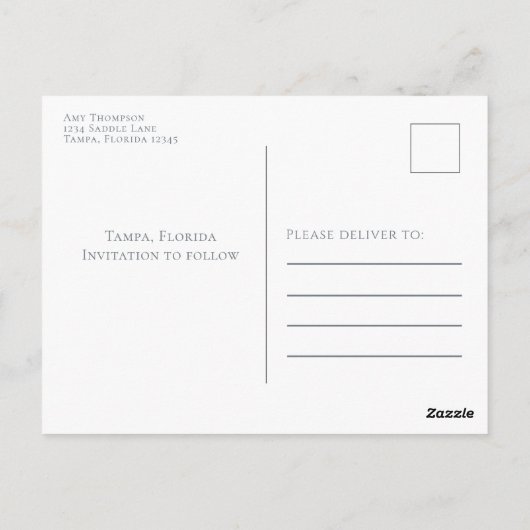 Sparen de Datum Blauwe Legant Weddenfoto van de Du Briefkaart (Achterkant)