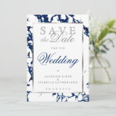 Sparen de Datum Blauwe Marmer van de Zeemacht, Zil Save The Date (Staand voorkant)