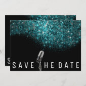 Sparen de Datum Blauwe Oceaan Silver Microphone Save The Date (Voorkant / Achterkant)