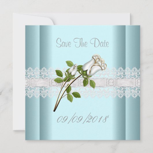 Sparen de Datum Blauwe Witte Vloerkant Save The Date (Voorkant)