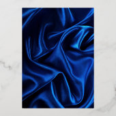 sparen de datum blauwe zijde achtergrond folie uitnodiging (Achterkant)